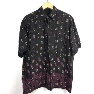 H & H Mens Burgundy Vintage Button Up Shirt Size M